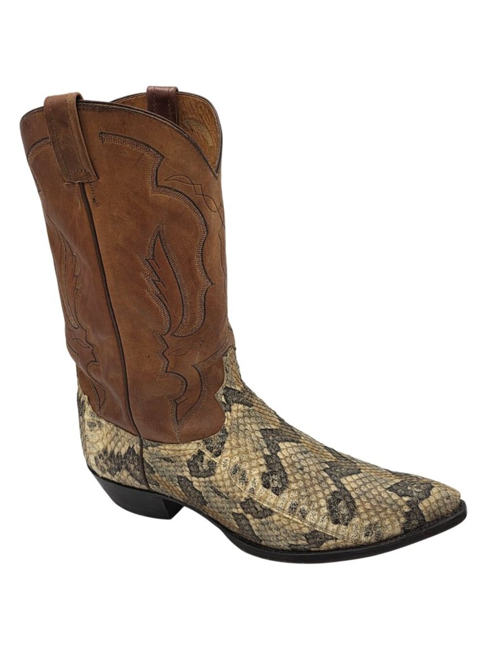 Tony Lama Timber Rattlesnake Canebrake 14D Brown Leather Cowboy Western Boots